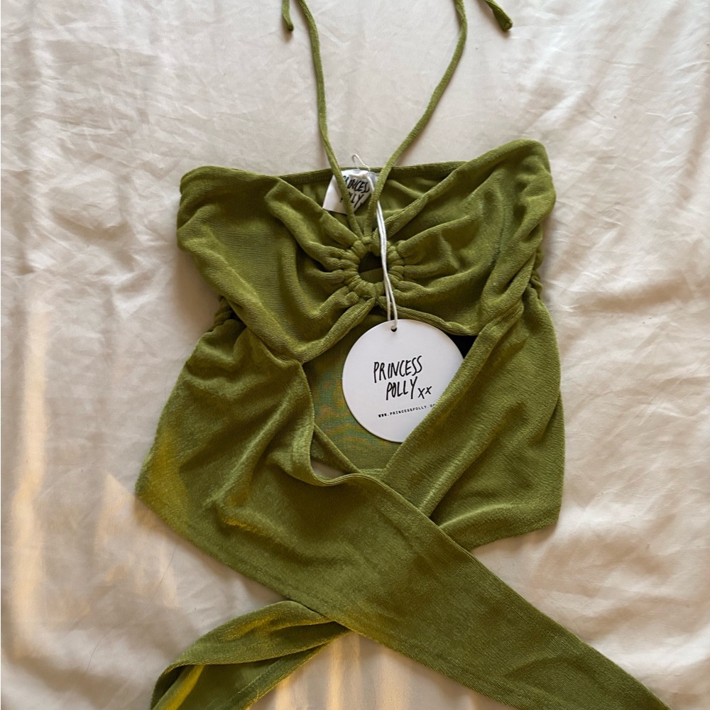 Princess Polly Green Crop Top with Ring Detail